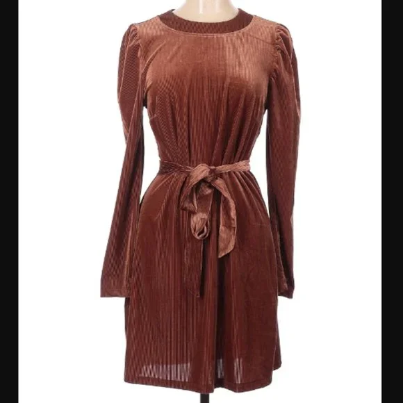 Hayden Dresses | Hayden Ribbed Velvet Mini Dress. | Color: Brown | Size: M | Sheandhercloset's Closet